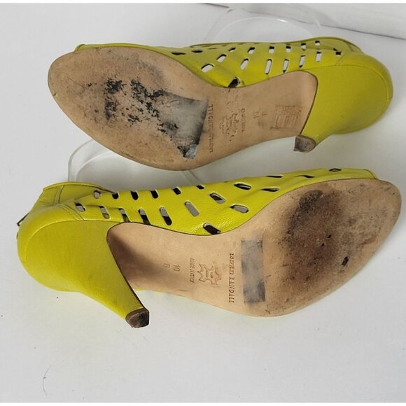 Loeffler Randall Yellow Peep Toe Heels Womens Shoes Size 10 - Picture 5 of 9